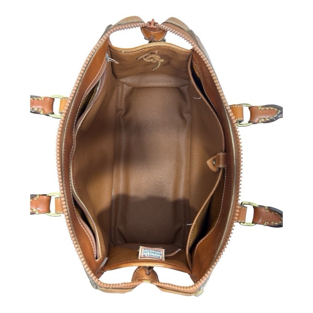 Vintage Dooney & Bourke Black & Tan Leather Satchel Bag + Strap Classic Preppy - Picture 12 of 16